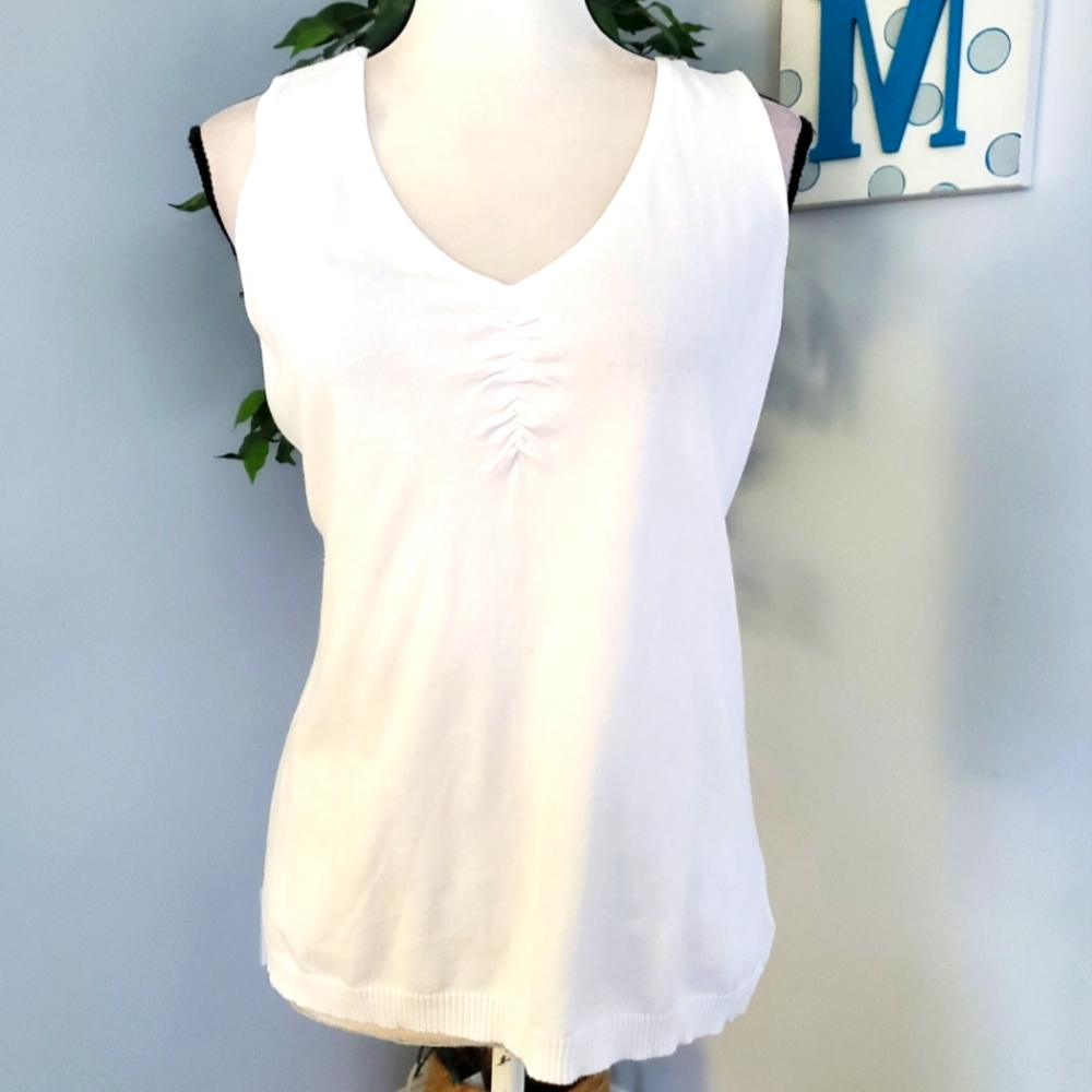EDDIE BAUER Ruched Front Sweater Tank L